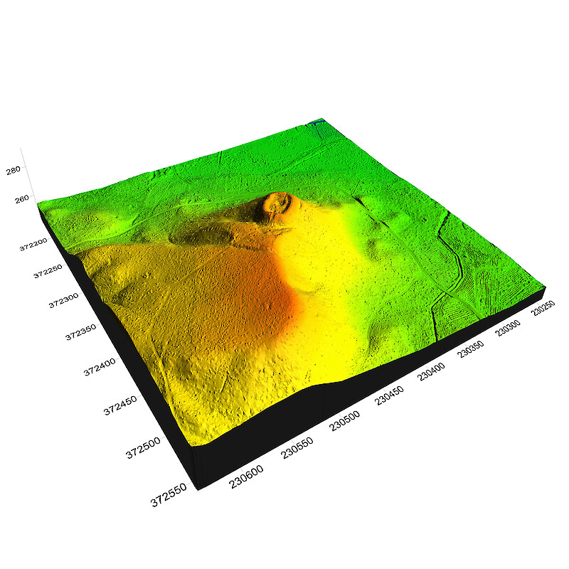 Model terenu grodziska uzyskany dzięki technologii LiDAR